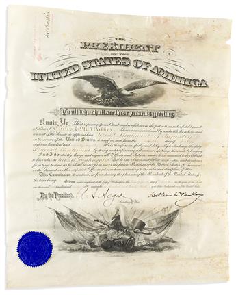 MCKINLEY, WILLIAM. Two Partly-printed Documents Signed, as President, military commissions appointing Philip E.M. Walker First Lieutena